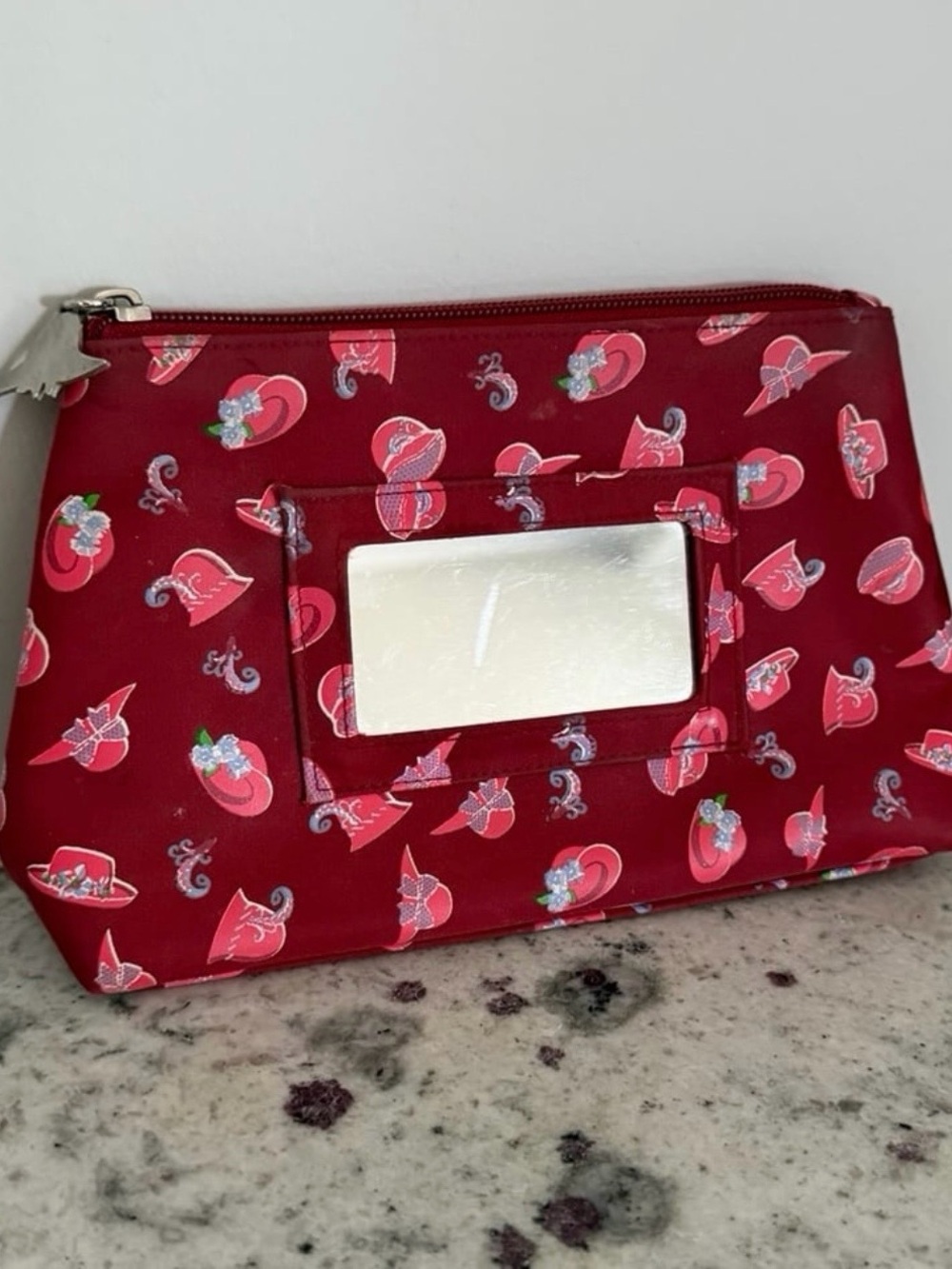 Red Hat Print Zip Cosmetic Bag Makeup Bag Red Hat Society Inspired